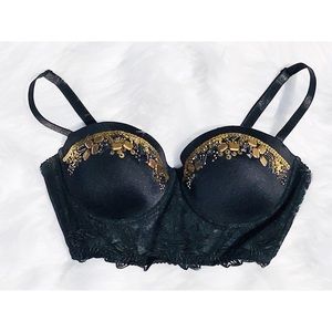 Bebe beaded lace bustier top